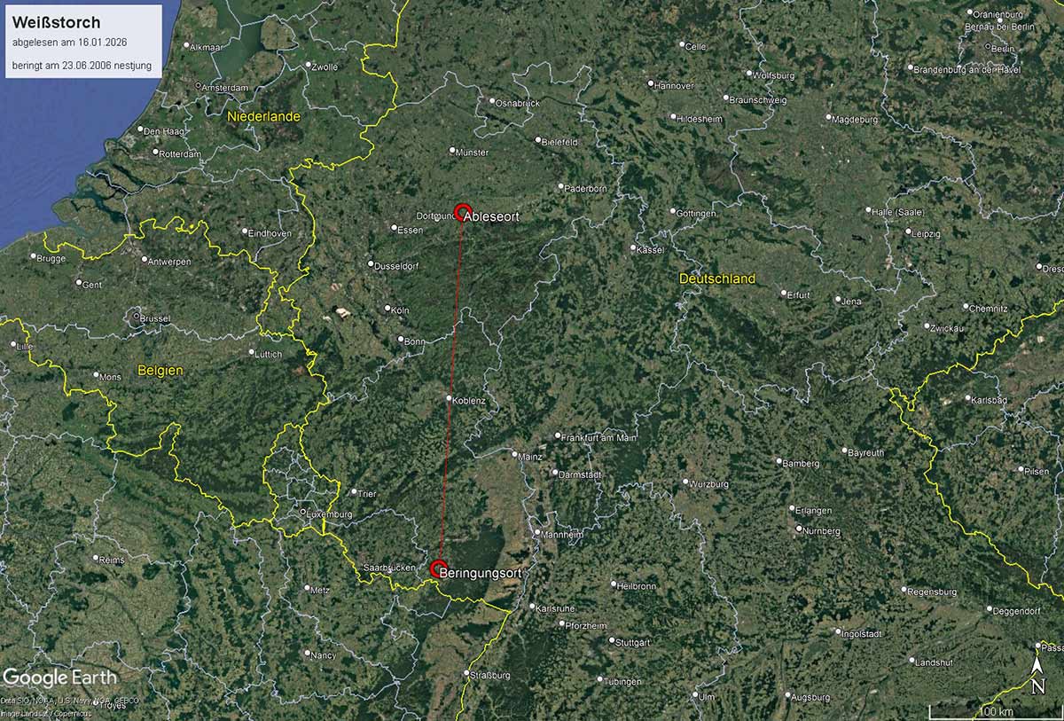 Die Entfernung vom Geburtsort zum Ableseort im Kreis Unna beträgt 256 km.